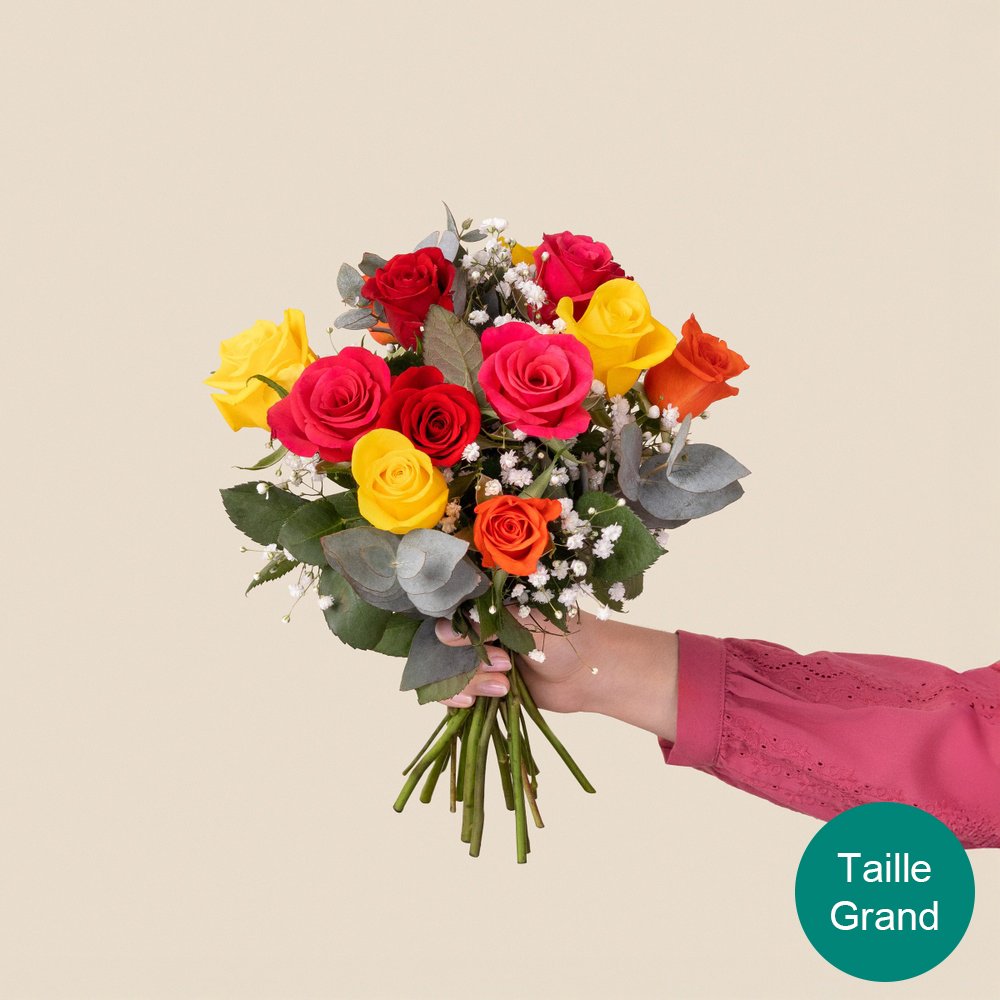 Bouquet de roses multicolores