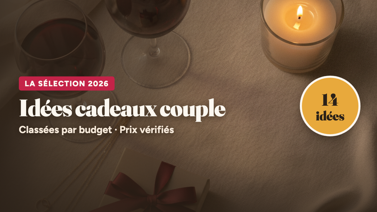la sélection 2026 : Idées cadeaux couple, Classées par budget · Prix vérifiés, 14 idées